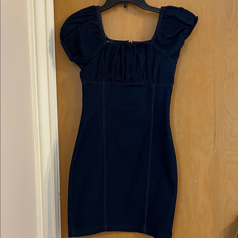 Elegant Navy Mini Dress with Puff Sleeves